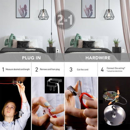 Globe Electric Dawson 1-Light Dark Bronze Plug-In or Hardwire Pendant Lighting