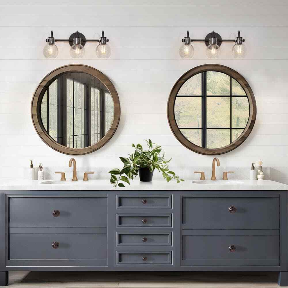 LNC Modern Industrial 22 in. 3-Light Black Bathroom Vanity Light Wall Sconce
