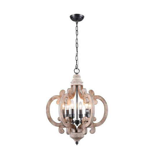 Bella Depot 6-Light Weathered Wood Cottage Chic Crown Chandelier