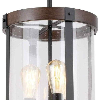 Hampton Bay Collier 3-Light Matte Black and Darker Brown Outdoor Pendant Light