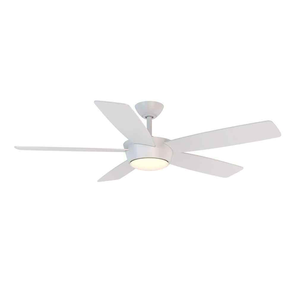 Breezism Eudora 52 in. LED Indoor White Ceiling Fan with Remote 52X2384L-MWH