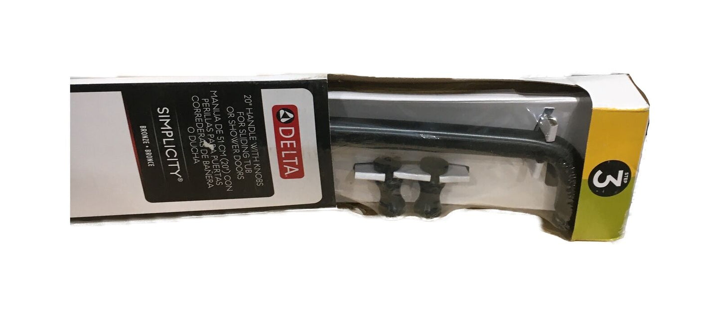 Delta Simplicity 20 in. Shower and Bathtub Door Handle and Knobs, 3-Pieces