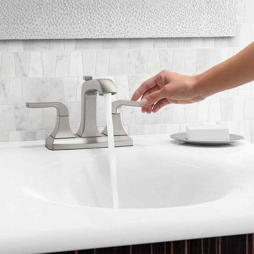 KOHLER Rubicon 4 " Centerset 2-Handle Bathroom Faucet in Vibrant Brushed Nickel