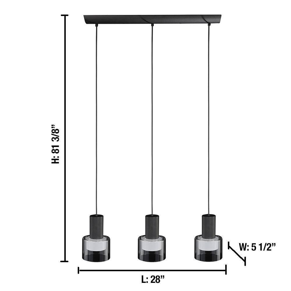 Eglo Molineros 28 in. W x 8.2 in. H 3-Light Black Kitchen Island Pendant