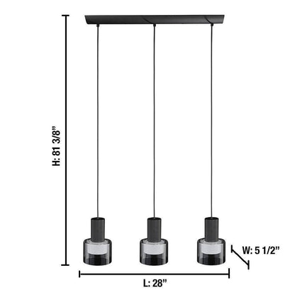Eglo Molineros 28 in. W x 8.2 in. H 3-Light Black Kitchen Island Pendant