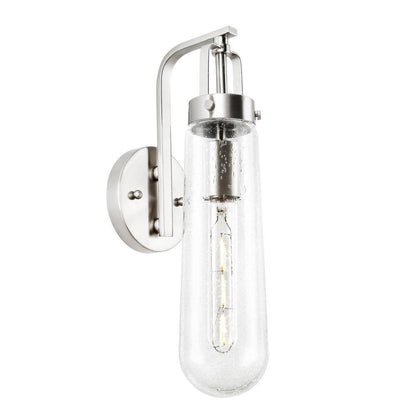 Light Society Tahoe 4.75 in. Satin Nickel Wall Sconce with Seeded Glass Shade