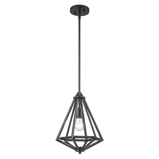 Home Decorators Hubley 1-Light Triangular Black Mini Pendant Light Fixture