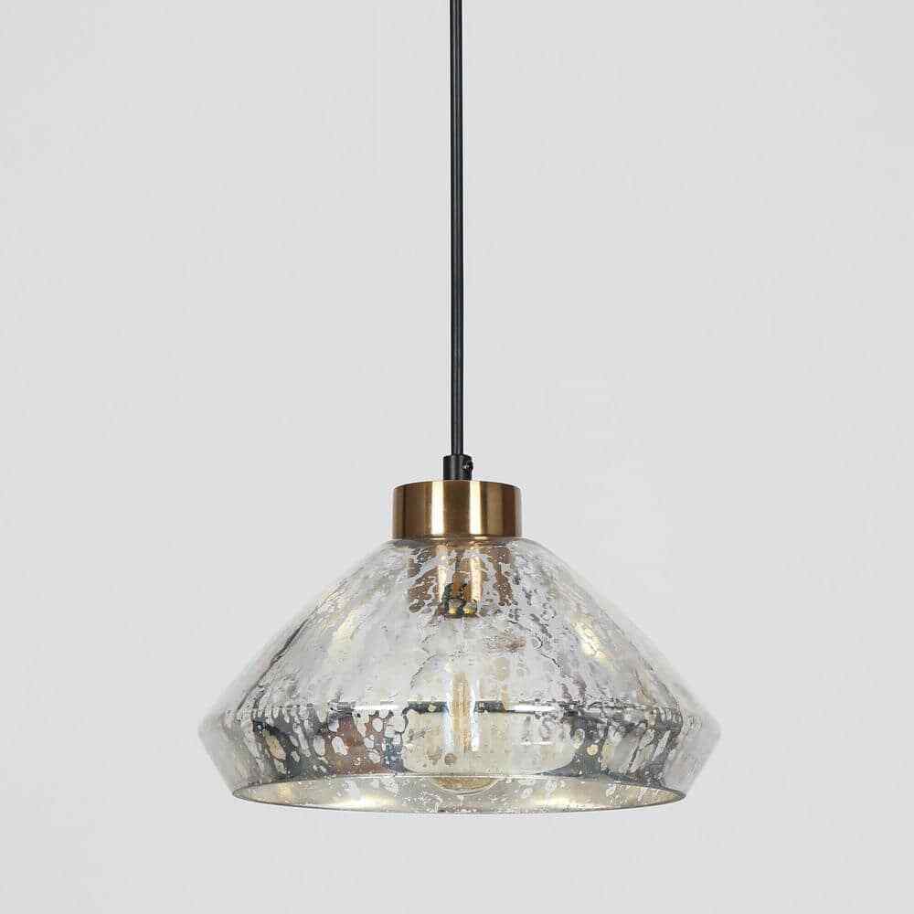 LNC Modern Farmhouse 1-Light Black and Polished Brass Island Pendant Light
