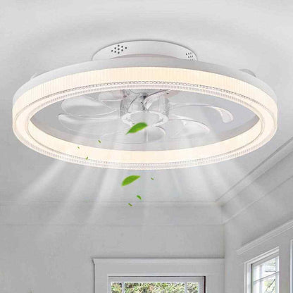 FANNEHONNE 20 in. LED Indoor White Flush Mount Ceiling Fan w/ Light and Remote
