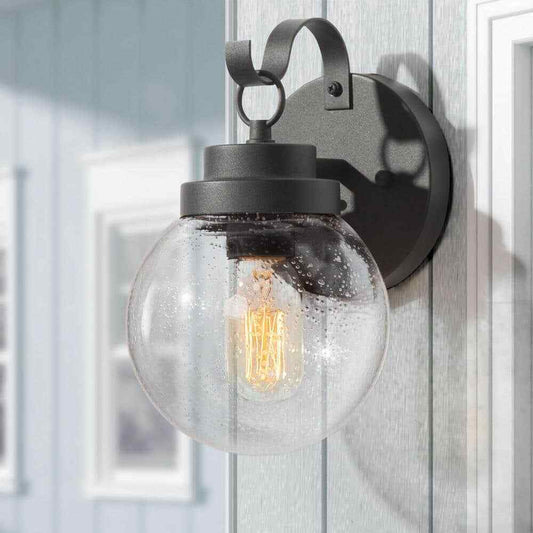 LNC Amonti Modern Farmhouse Matte Black Outdoor Wall Lantern Sconce