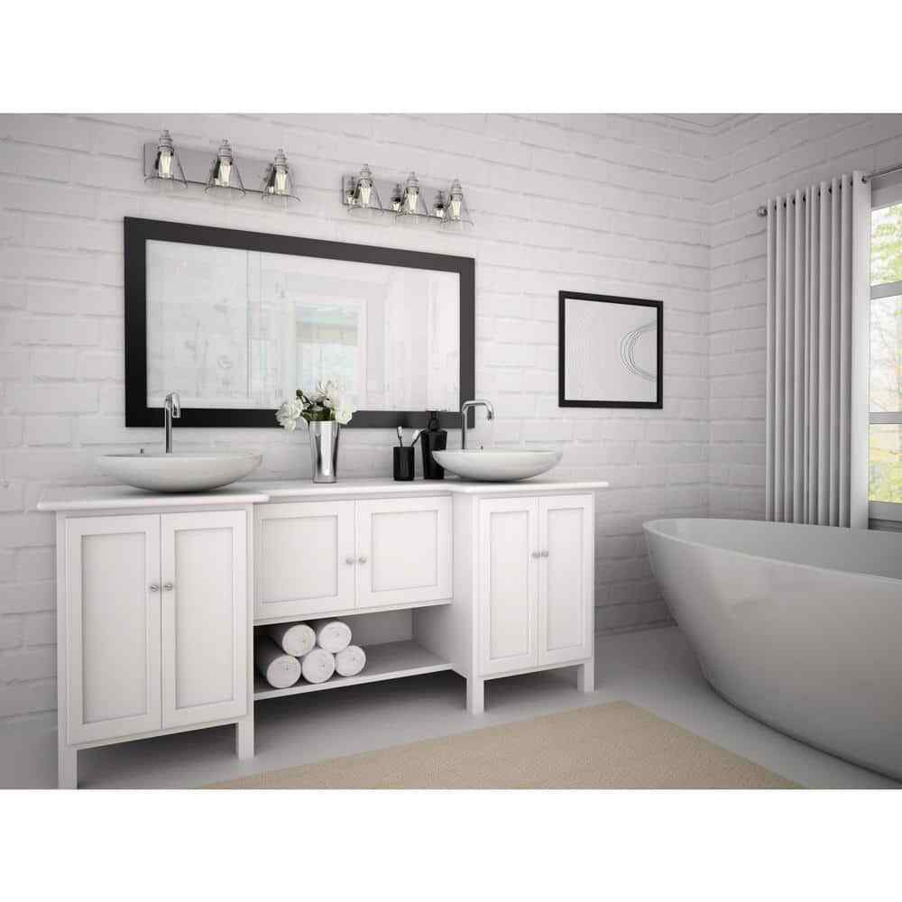 Hampton Bay Manor 24" 3-Light Polished Nickel Industrial Bathroom Vanity Light