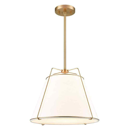 Light Society Lise 15 in. 1-Light Brushed Brass Chandelier with Fabric Shade