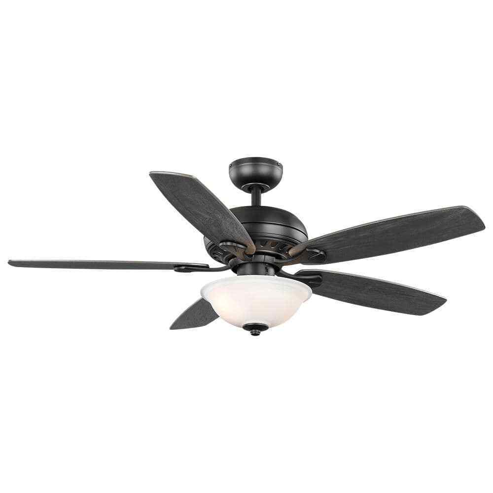 Hampton Bay Southwind II 52 in. Indoor LED Matte Black Ceiling Fan w/ Light Kit