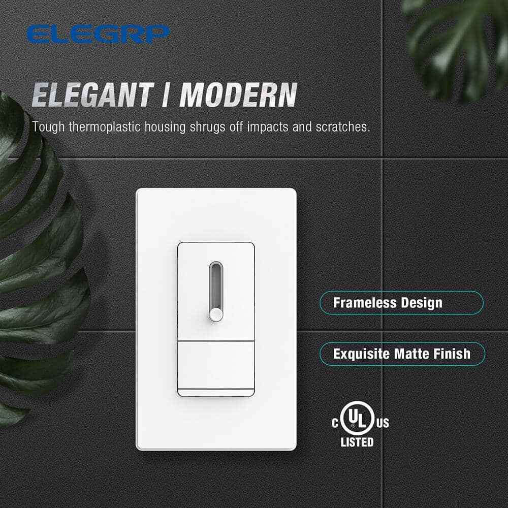 ELEGRP Slide Dimmer Switch for Dimmable LED CFLIncandescent Bulbs 2-Pack