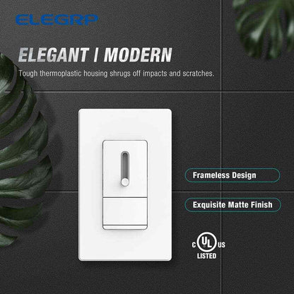 ELEGRP Slide Dimmer Switch for Dimmable LED CFLIncandescent Bulbs 2-Pack