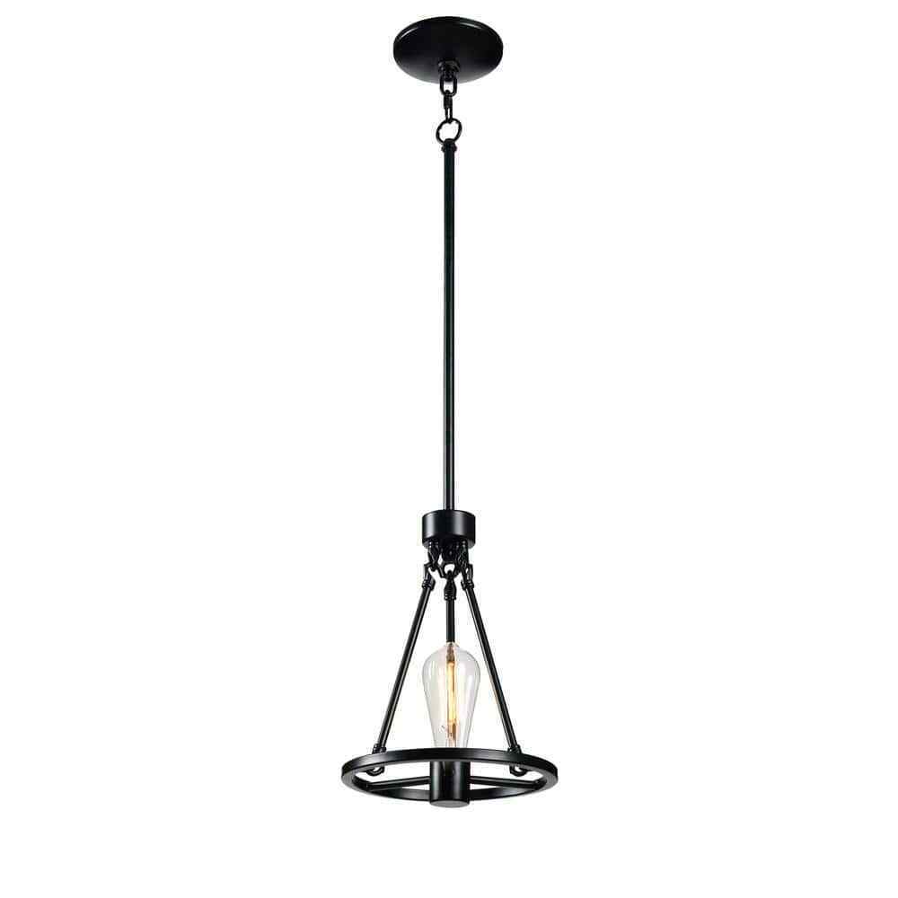 Hampton Bay Stratton 1-Light Black Mini Pendant with No Shade HDP00006