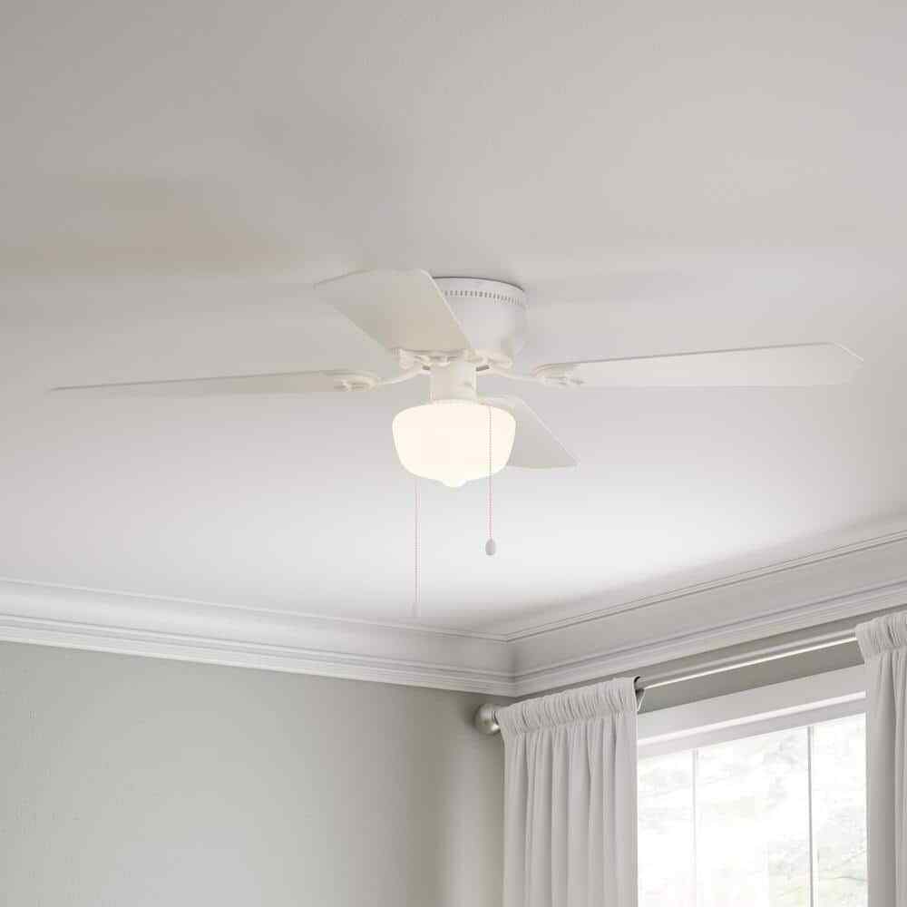 Littleton 42 in. LED Indoor Flush Mount White Ceiling Fan with Light Kit