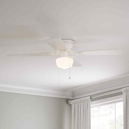 Littleton 42 in. LED Indoor Flush Mount White Ceiling Fan with Light Kit