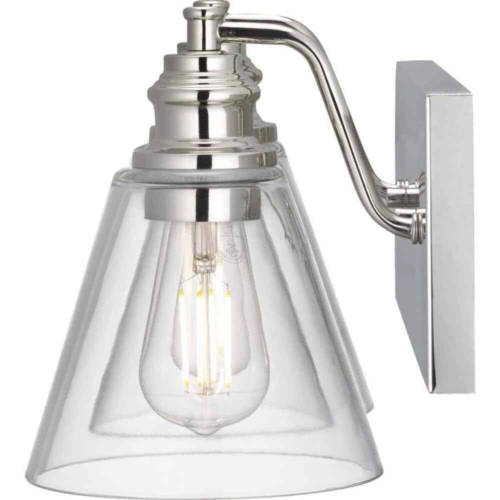 Hampton Bay Manor 15.3 in. 2-Light Polished Nickel Bathroom Vanity Light