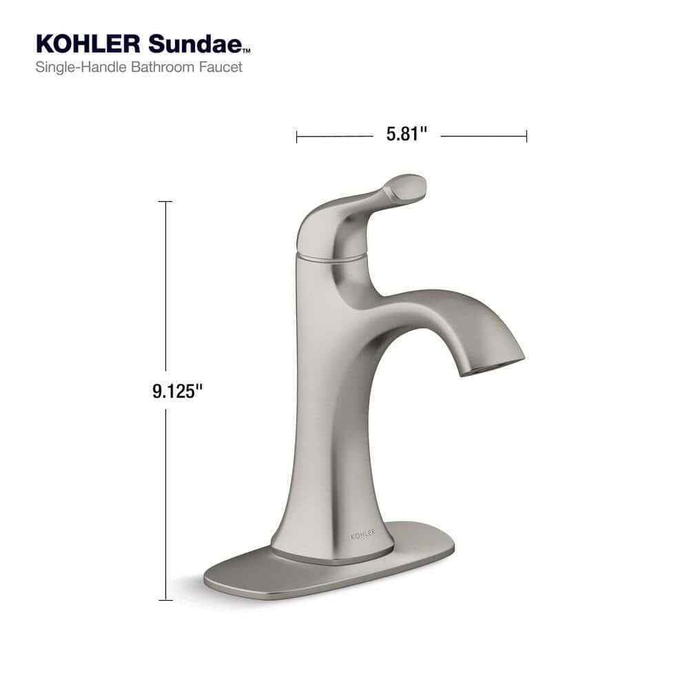 KOHLER Sundae Single Handle Single Hole Bathroom Faucet , Vibrant Brushed Nickel