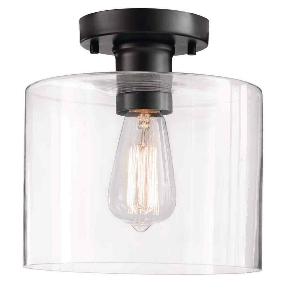 Hampton Bay Westbrook 8 in. 1-Light Matte Black Flush Mount HM20200716-2