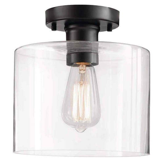 Hampton Bay Westbrook 8 in. 1-Light Matte Black Flush Mount HM20200716-2