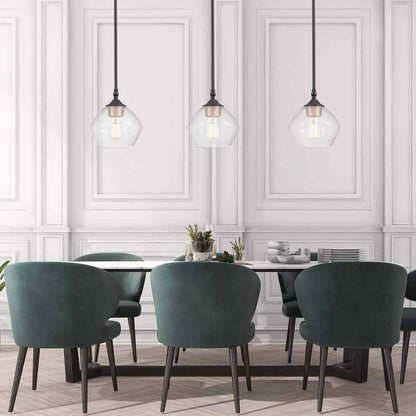 Globe Electric Harrow 1-Light Matte Black Pendant with Clear Glass Shade 60312