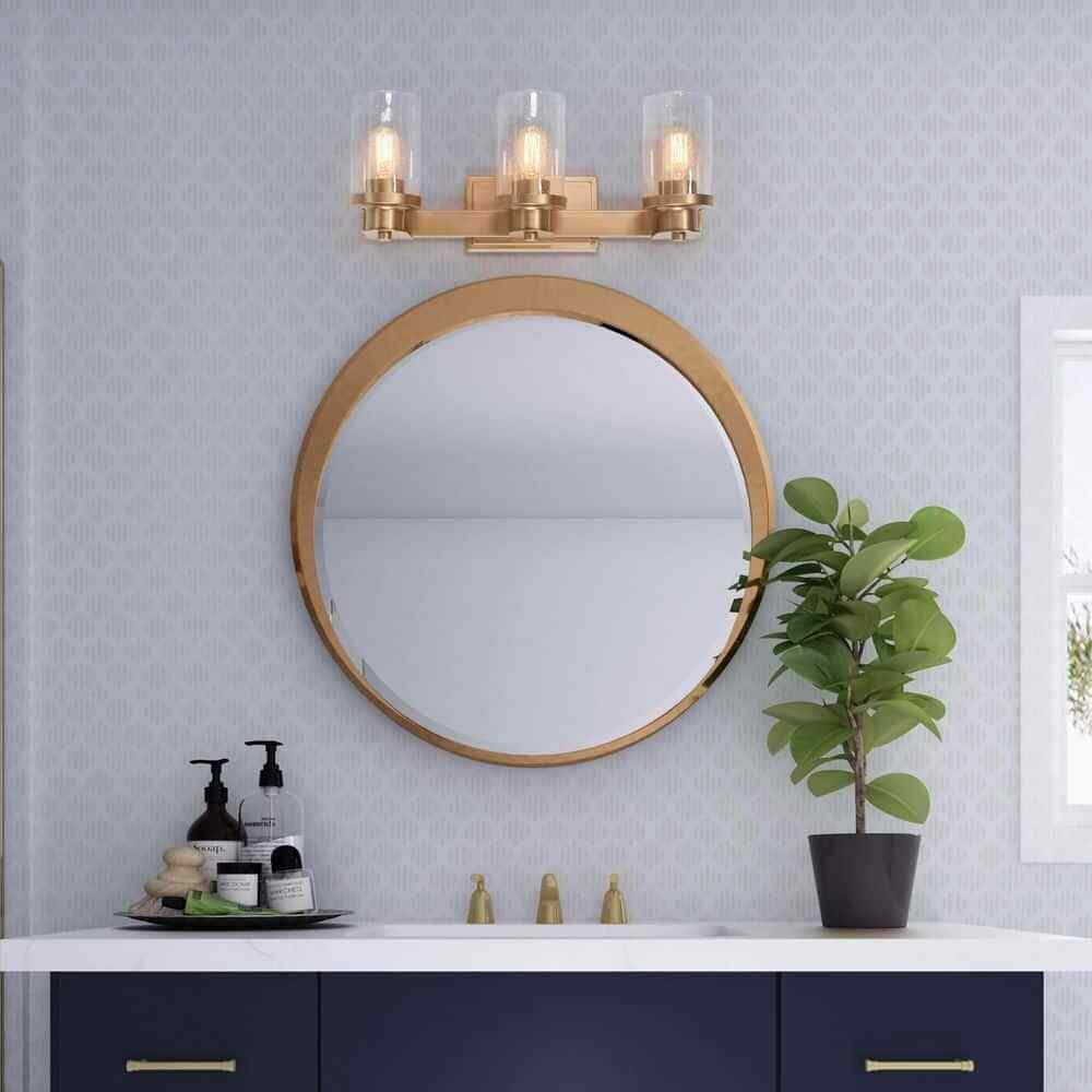 LNC Modern Industrial 3-Light Dark Gold Bathroom Vanity Light