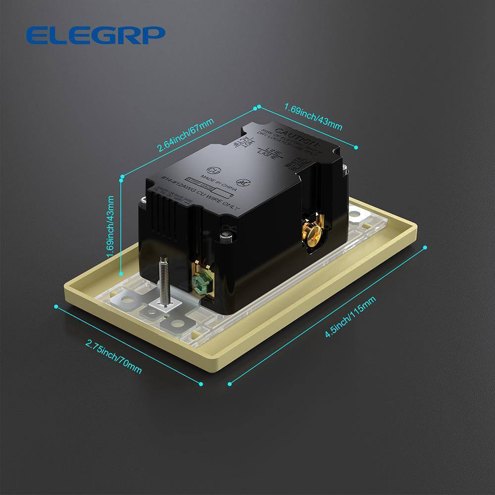 ELEGRP 25-Watt 15 Amp Type A and C Dual USB Charger w/ Duplex Outlet, Ivory