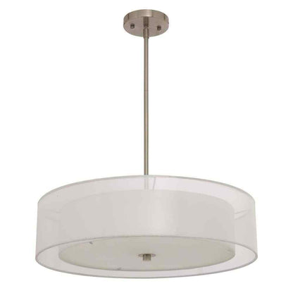 Merra 3-Light Antique Bronze Double Drum Pendant with Outer Organza Shade
