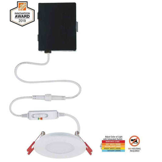 Commercial Electric Ultra Slim 3 in. Color Selectable Canless Recessed LED Kit