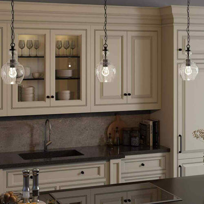 Meyer&Cross Verona 1-Light Blackened Bronze Pendant with Seeded Glass Shade
