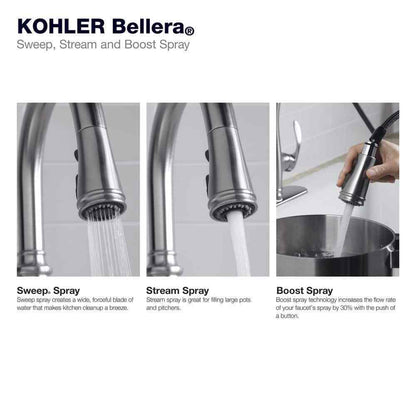 KOHLER Bellera Touchless Pull-Down Kitchen Sink Faucet in Polished Chrome