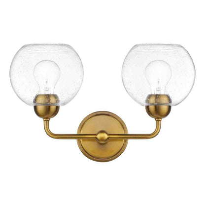 Home Decorators Jill 16 in. 2-Light Gold Vanity Light w/ Seeded Glass Shade