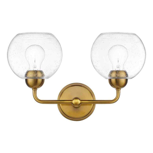 Home Decorators Jill 16 in. 2-Light Gold Vanity Light w/ Seeded Glass Shade