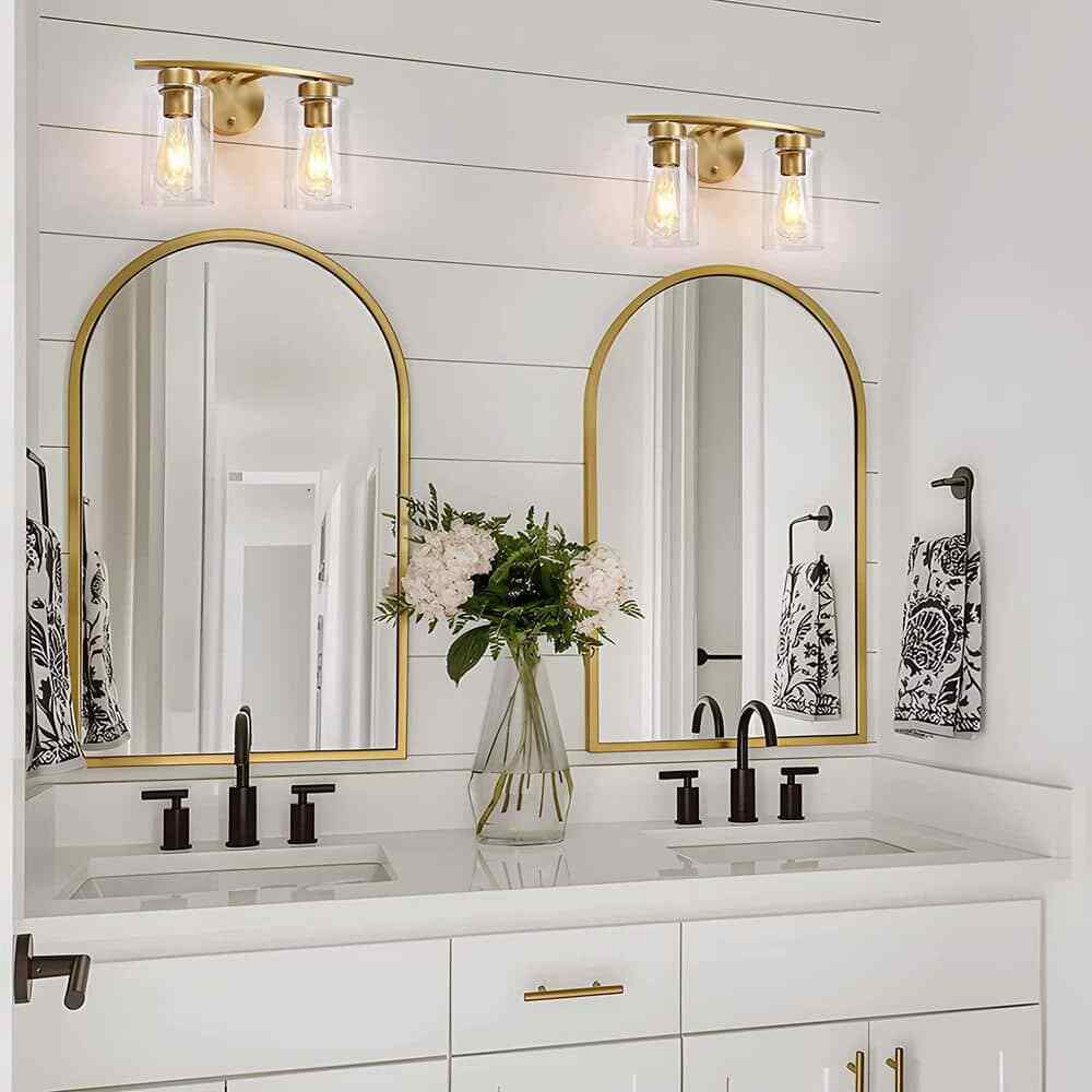 EDISLIVE Abbate Brass Modern Curved Bathroom Vanity Light Fixtures Glass Shade
