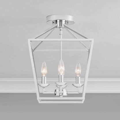 Home Decorators Weyburn 16.5 in 4-Light Polished Chrome Lantern Semi-Flush Mount