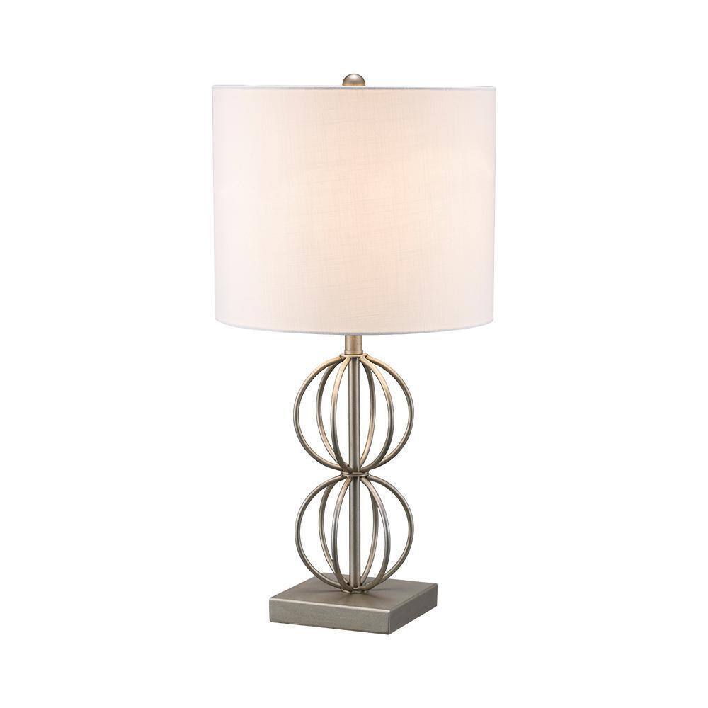 Monteaux Lighting 23 in. Pewter Indoor Table Lamp with Fabric Shade RS2110003