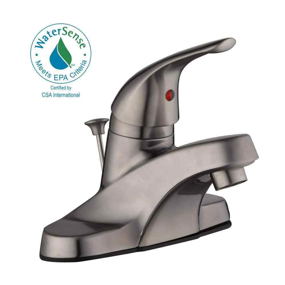 Design House Middleton 4 in. Centerset 1-Handle Bathroom Faucet in Satin Nickel