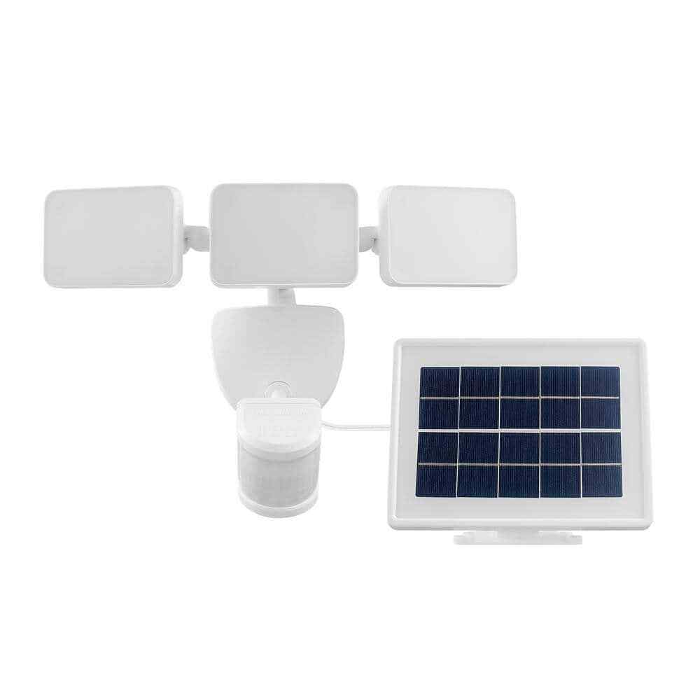 Defiant 180-Degree White Motion Activated Solar LED Security Flood Light