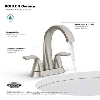 KOHLER Cursiva 4 in. Centerset Double Handle Bathroom Faucet