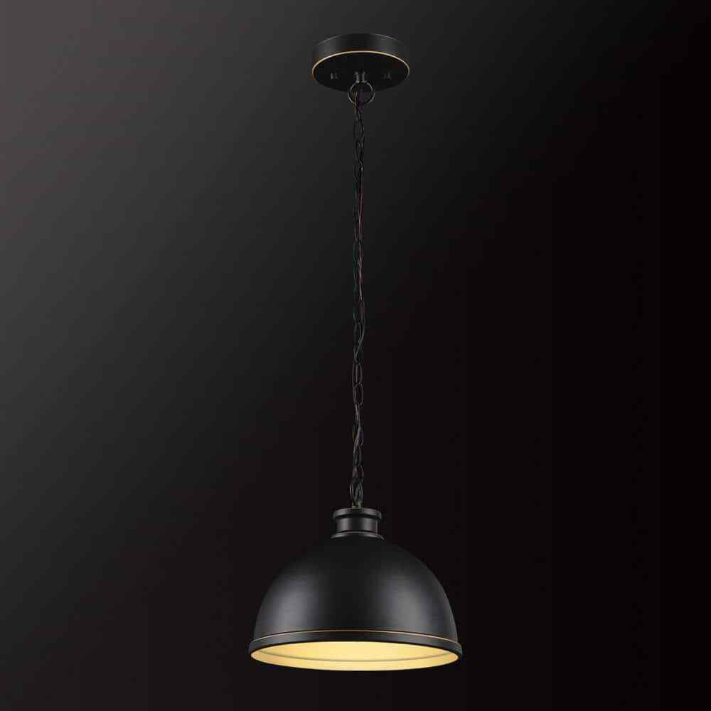 Hampton Bay Talullah 1-Light Oil Rubbed Bronze Pendant Lighting w/ Gold Interior