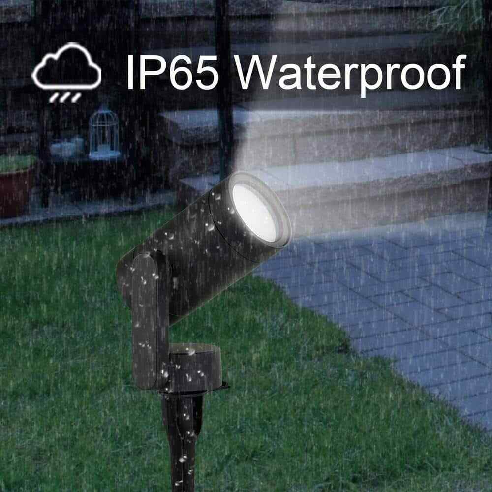 Hampton Bay Low Voltage Black LED Outdoor Spotlight Smart App Control Hubspace