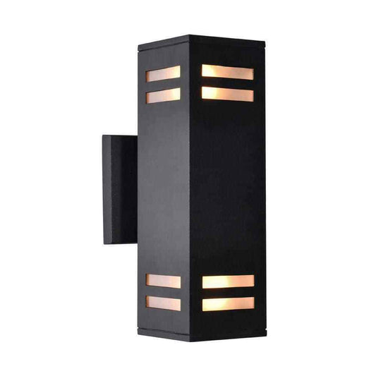 RRTYO 2-Light Matte Black Outdoor Waterproof Wall Lantern Exterior Sconce