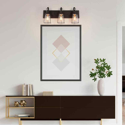 Uolfin Farmhouse Bronze Vanity Light Bathroom Wall Sconce w/ Glass Shades