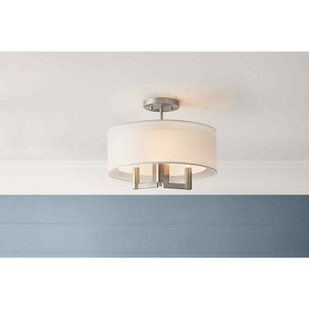 Home Decorators Hiddenbrook 15 in. 3-Light Brushed Nickel Semi-Flush Mount
