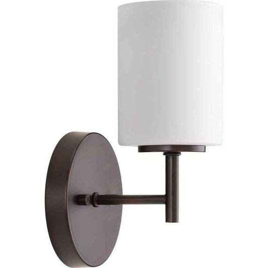 Progress Lighting Replay 5-1/4 in. Bronze Etched White Glass Vanity Wall Light