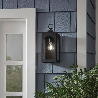 Hampton Bay Tremont 1-Light Black Outdoor Wall Light Fixture with Clear Glass