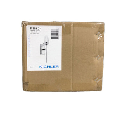 KICHLER Alton Chrome Bathroom Wall Sconce Light w/ Clear Seeded Glass Shade