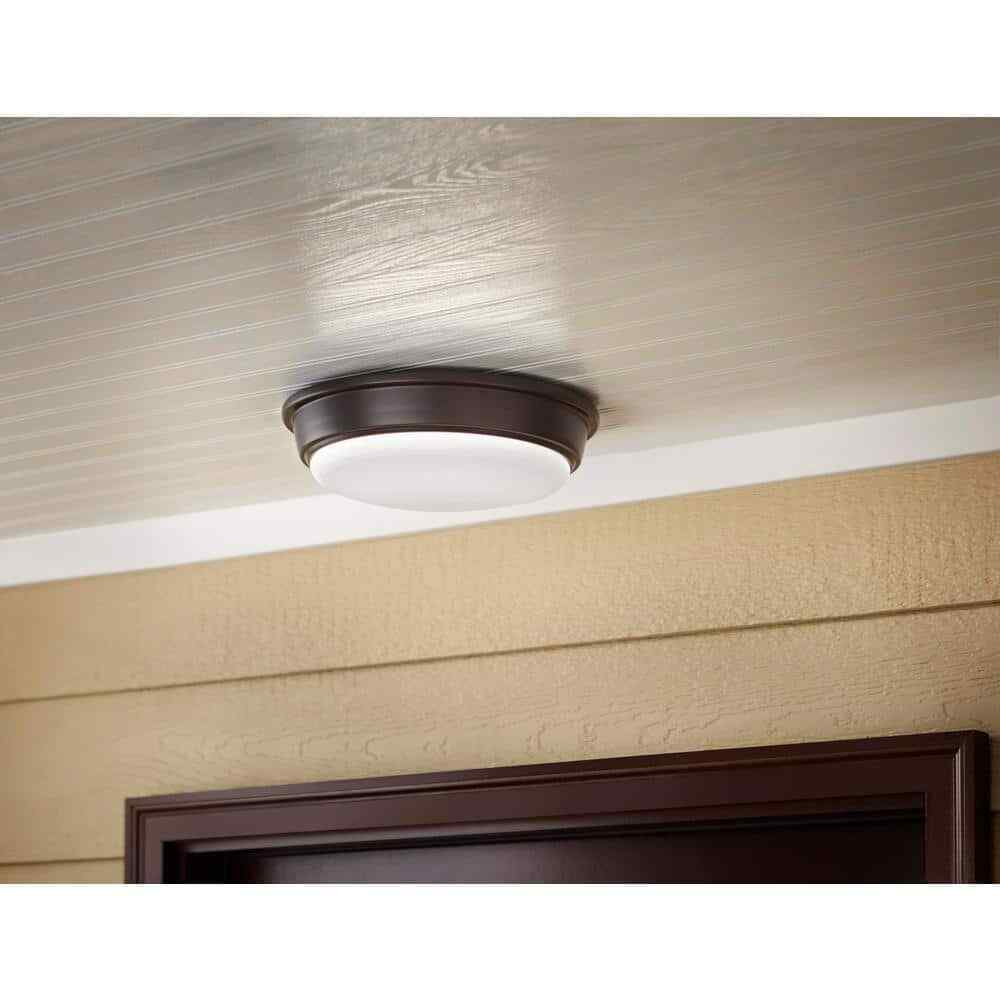 Hampton Bay Oil Rubbed Bronze Integrated LED Outdoor Flush Mount Ceiling Light